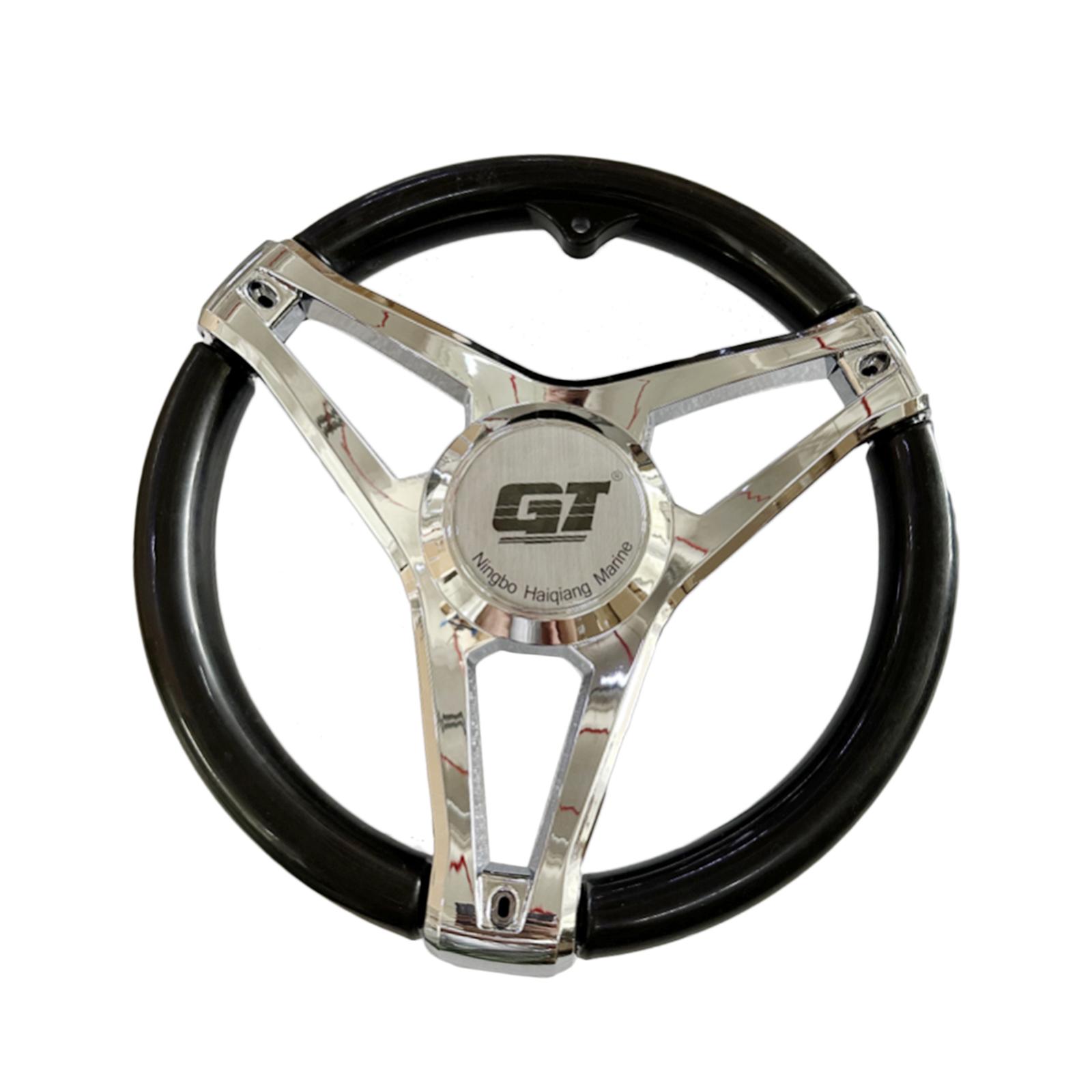 Fishing Boat Steering Wheel - Universelles 350-mm-Marine-Lenkrad aus schwarzem Kunststoff, hochzuverlässiges
